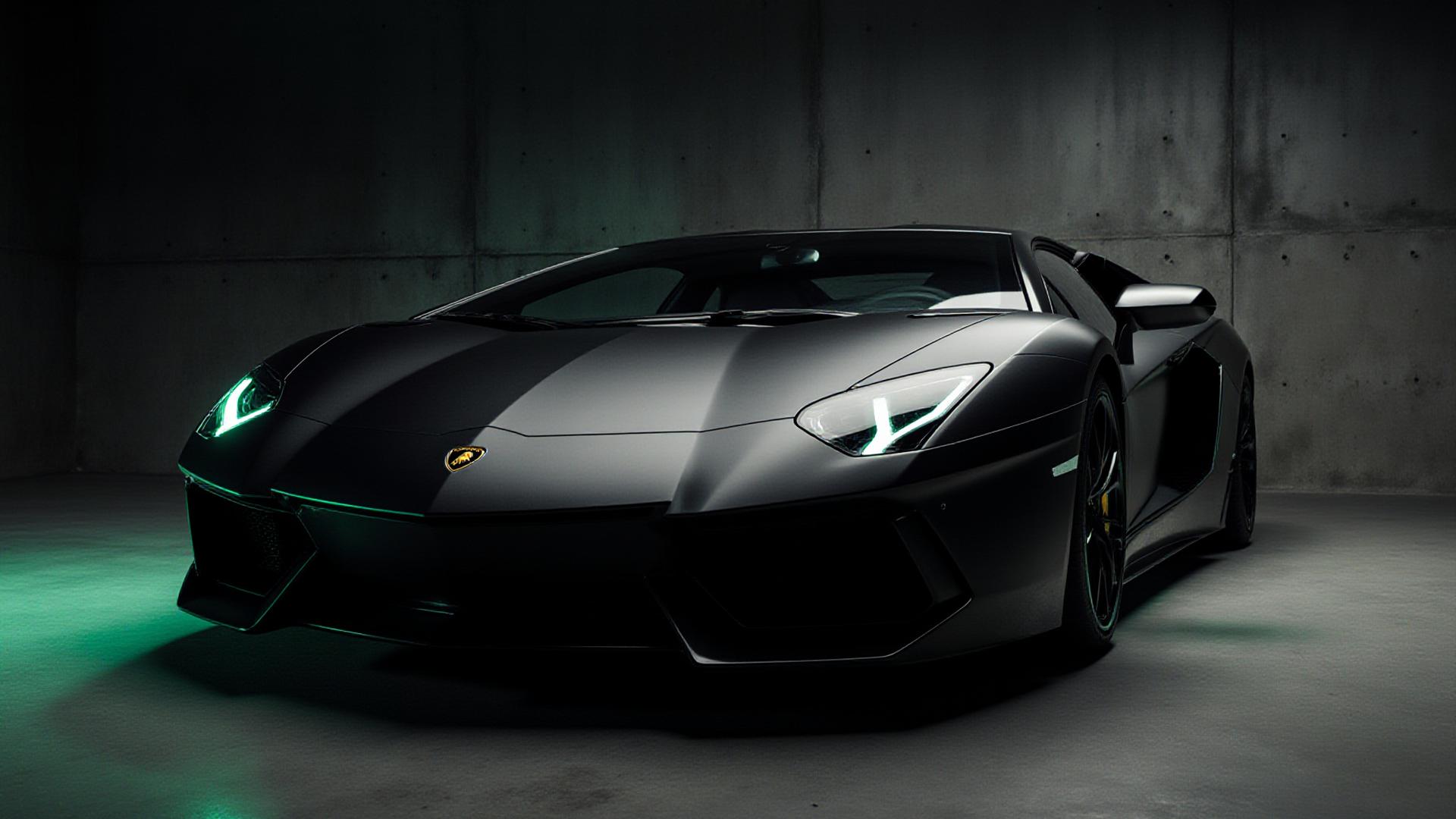 マットブラックのランボルギーニ・アヴェンタドール